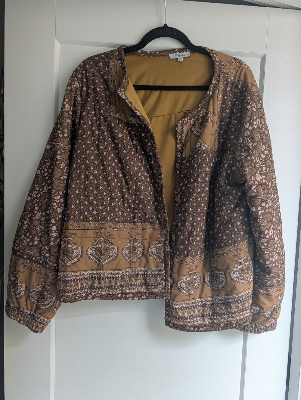 Brown & Mustard Paisley Quilted Jacket